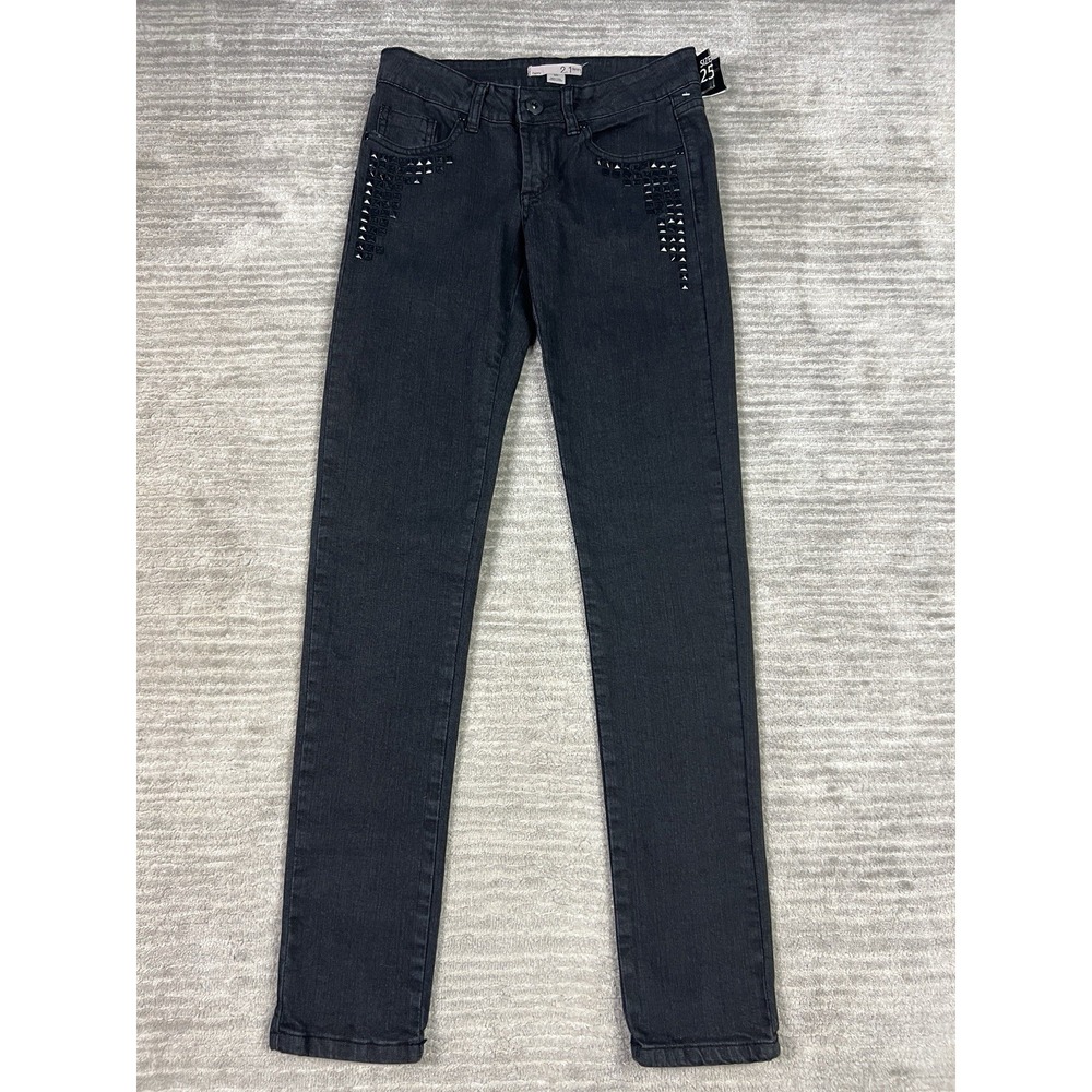 2.1 Denim Jeans‎ Womens 25 Black Skinny Studded Low Rise Cotton NWT Casual